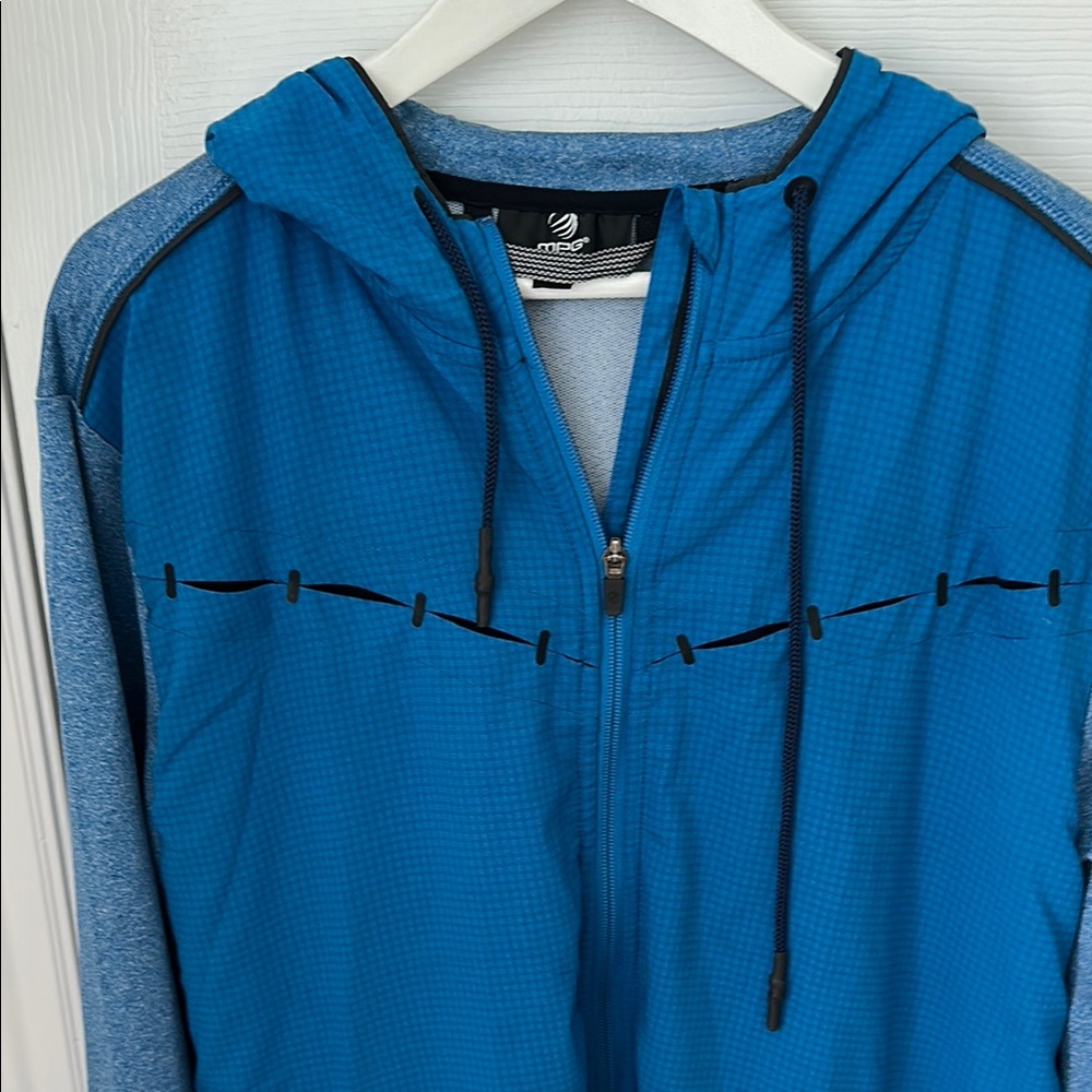 MPG Blue Jacket Lightweight Athletic Running/Hiking Hoodie Jacket
